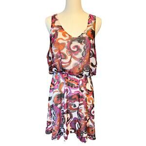 Patterson J. Kincaid Blouson Mini Shift Dress.  Scoop Neck and Back.  Size Large